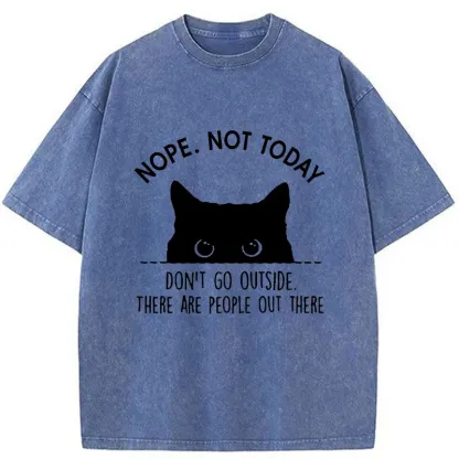 Tokyo-Tiger Introverted Cats Can't Go Outside Washed T-Shirt