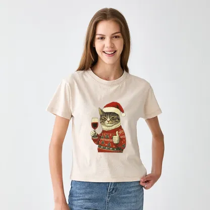Tokyo-Tiger Christmas Cat Likes Women's Washed T-shirt