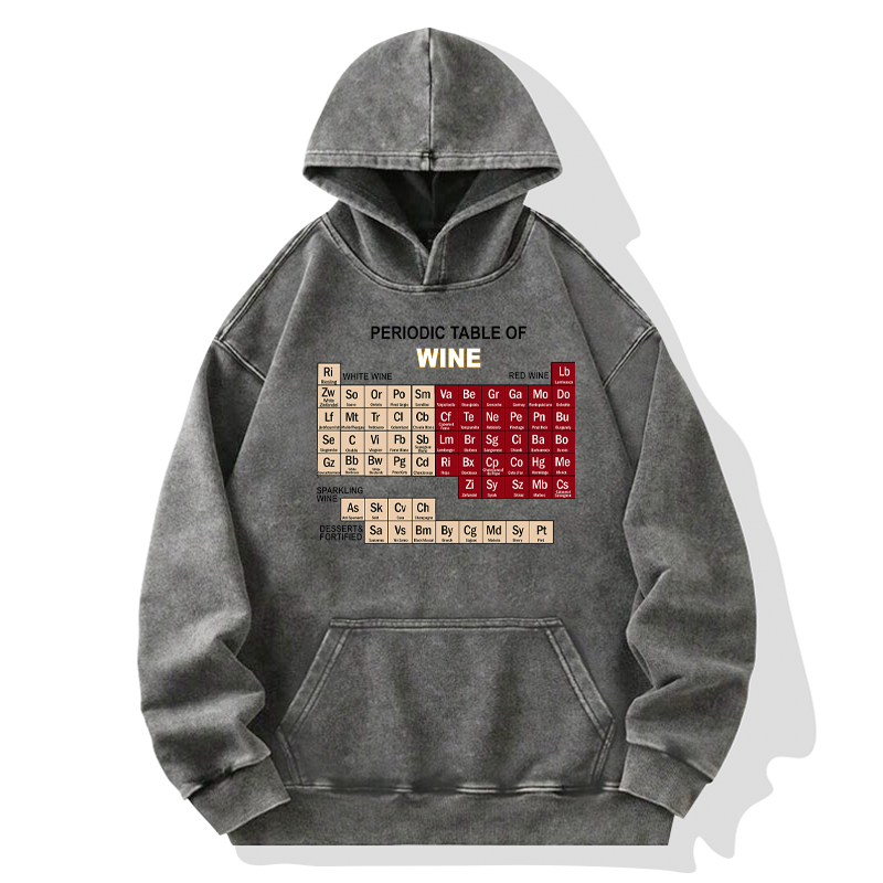 Tokyo-Tiger Table of Elements of Wine Washed Hoodie