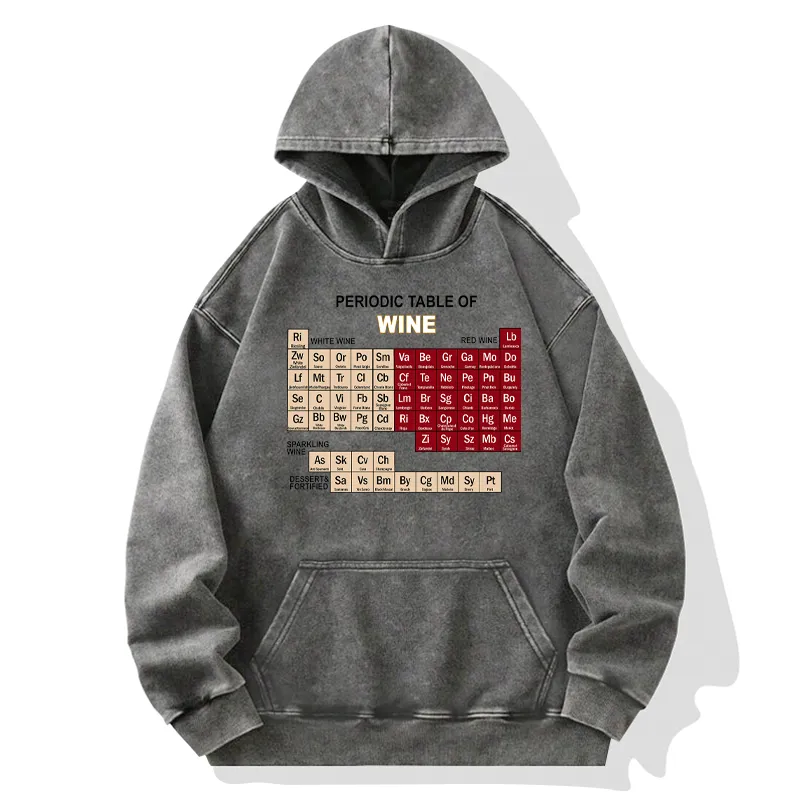 Tokyo-Tiger Table of Elements of Wine Washed Hoodie