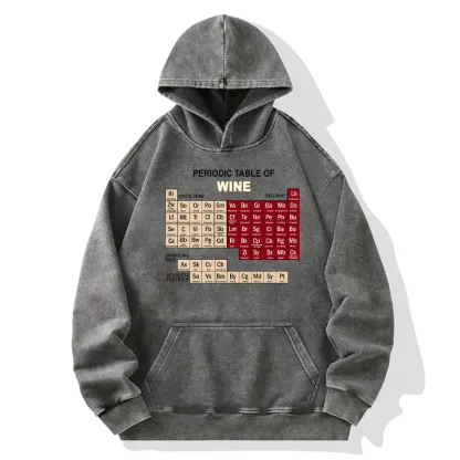 Tokyo-Tiger Table of Elements of Wine Washed Hoodie