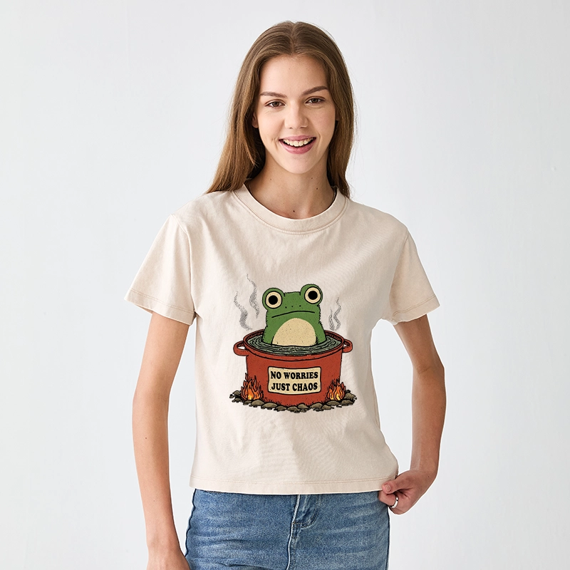 Tokyo-Tiger Frog：No Worries，Just Chaos Women's Washed T-shirt