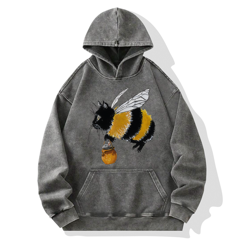 Tokyo-Tiger Catbee Funny Washed Hoodie