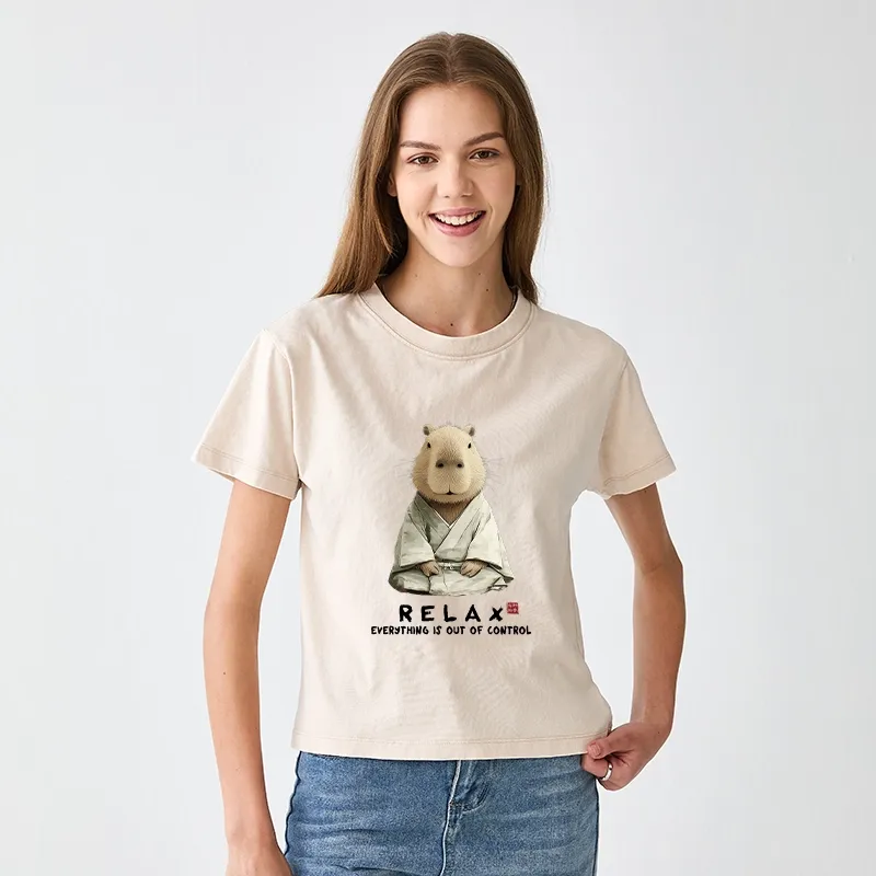 Tokyo-Tiger Zen Capybara：Relax, it's all chaos Women's Washed T-shirt