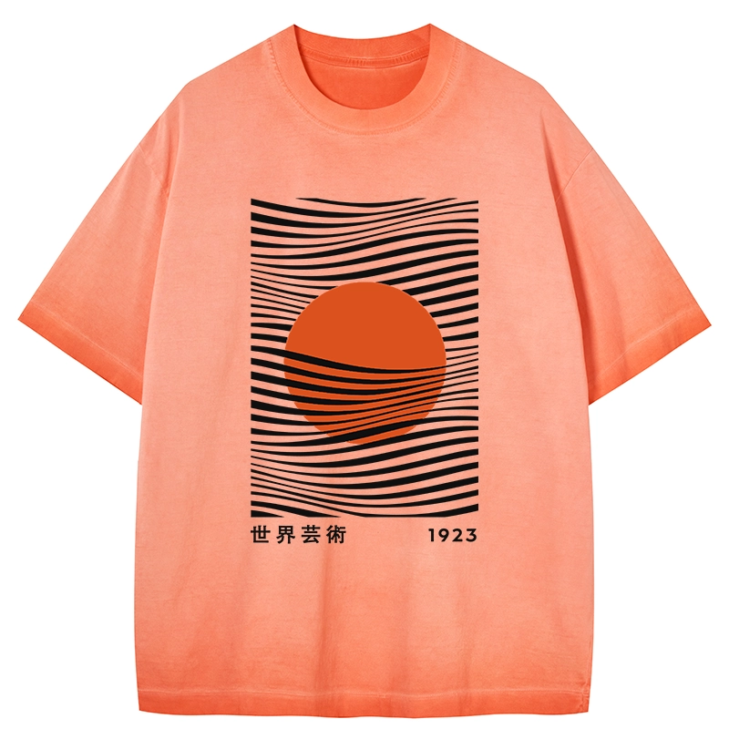 Tokyo-Tiger Minimalist Art Sun Gradient Washed T-Shirt