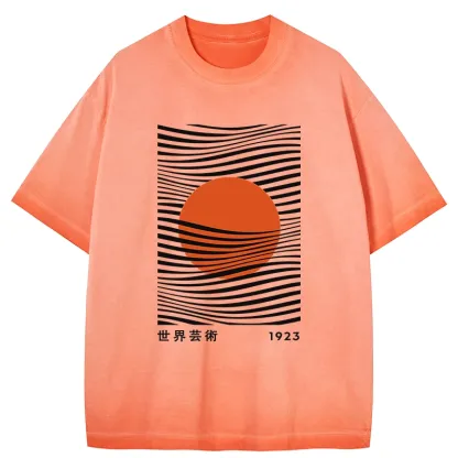 Tokyo-Tiger Minimalist Art Sun Gradient Washed T-Shirt