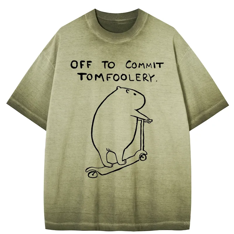 Tokyo-Tiger Capybara Is Ready To Do Something Bad Gradient Washed T-Shirt