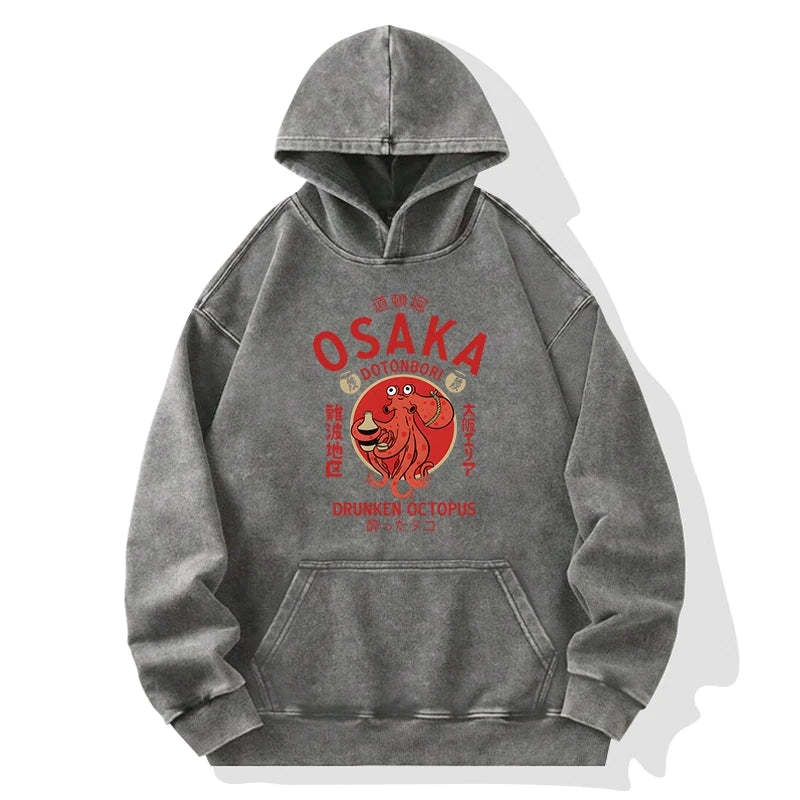 Tokyo-Tiger Drunken Octopus Japan Washed Hoodie