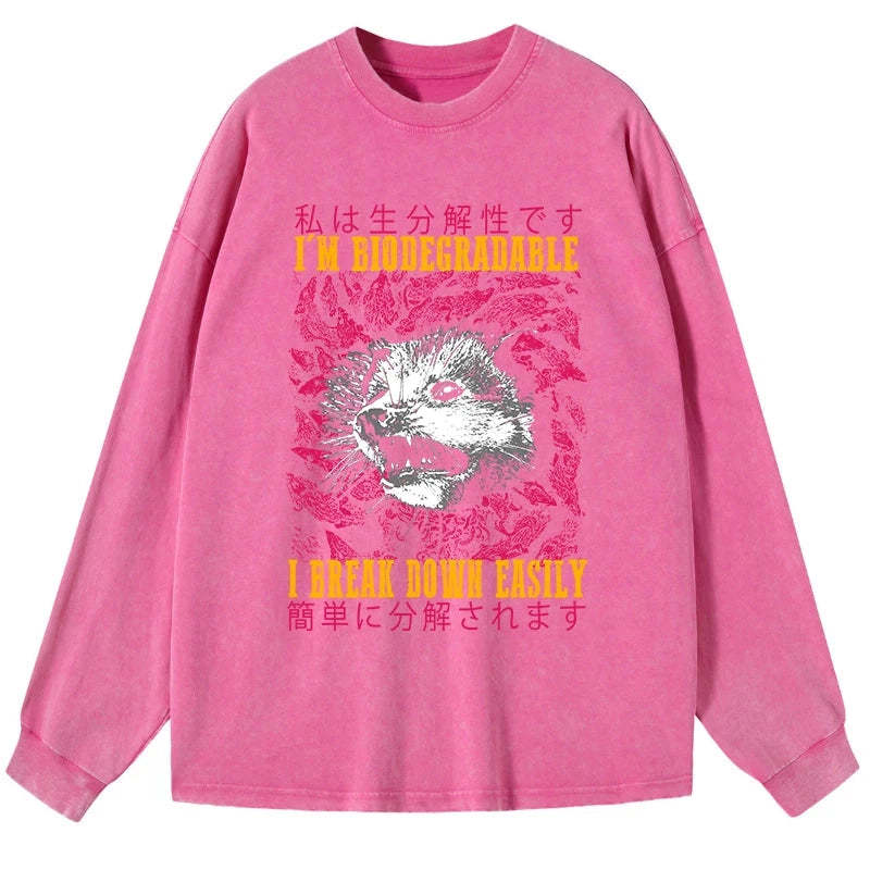 Tokyo-Tiger An Easily Breakable Opossum Washed Long Sleeve T-Shirt