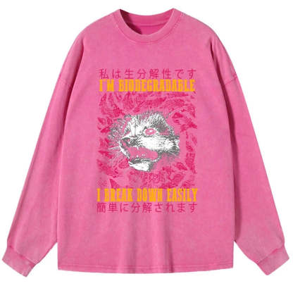 Tokyo-Tiger An Easily Breakable Opossum Washed Long Sleeve T-Shirt