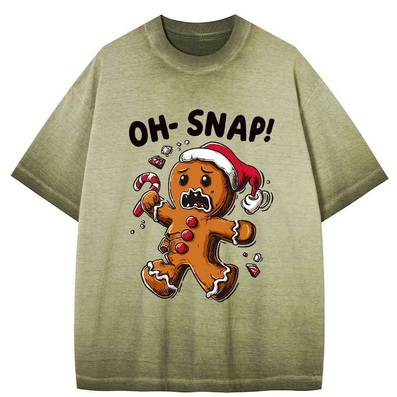 Tokyo-Tiger Oh Snap The Gingerbread Man's Christmas Chaos Gradient Washed T-Shirt