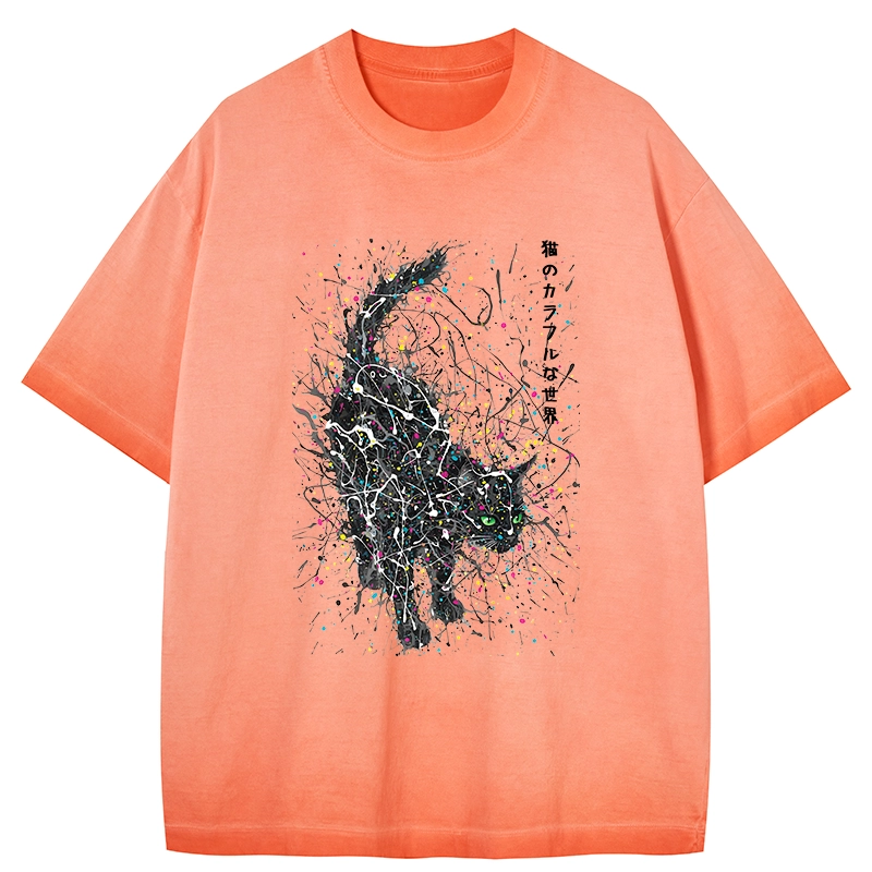 Tokyo-Tiger In The Spectrum Of Cats Gradient Washed T-Shirt