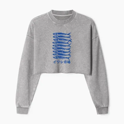 Tokyo-Tiger Sardine Market Washed Crop Sweatshirt