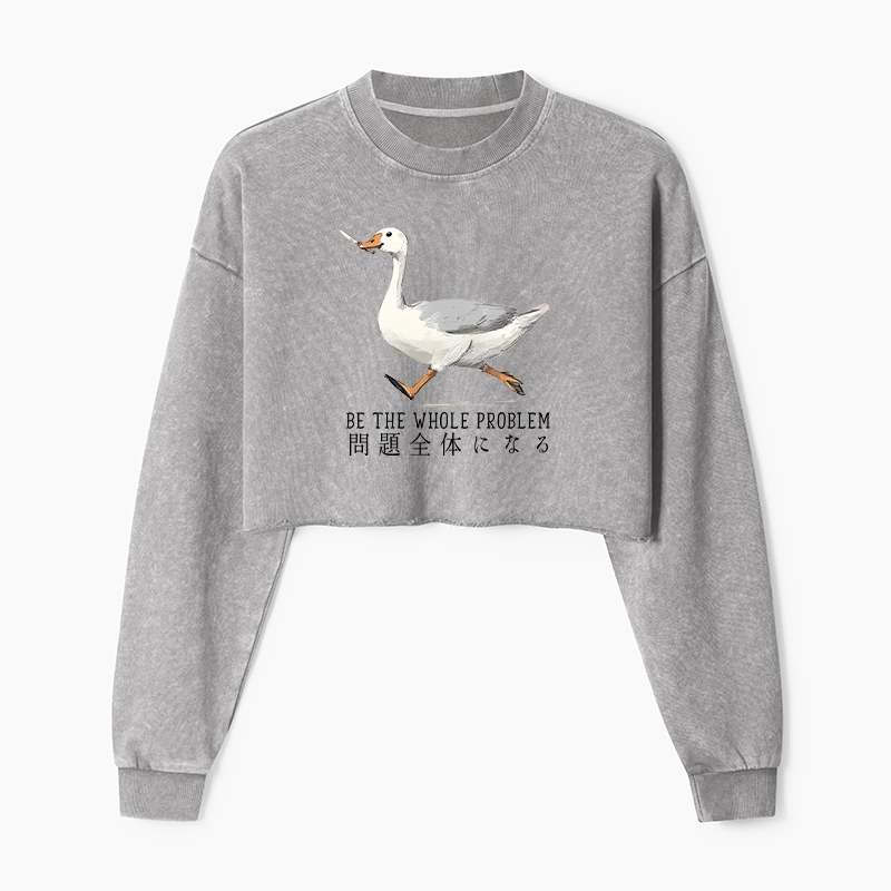 Tokyo-Tiger Running Stupid Goose Washed Crop Sweatshirt