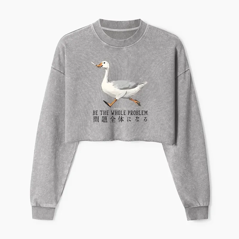 Tokyo-Tiger Running Stupid Goose Washed Crop Sweatshirt