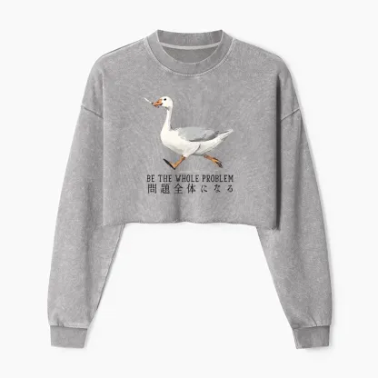 Tokyo-Tiger Running Stupid Goose Washed Crop Sweatshirt
