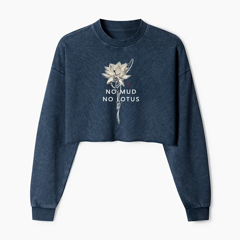 Tokyo-Tiger Japanese Zen Lotus Washed Crop Sweatshirt