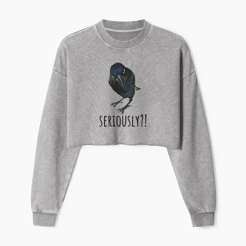 Tokyo-Tiger Raven's Question Washed Crop Sweatshirt