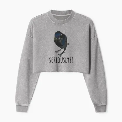 Tokyo-Tiger Raven's Question Washed Crop Sweatshirt