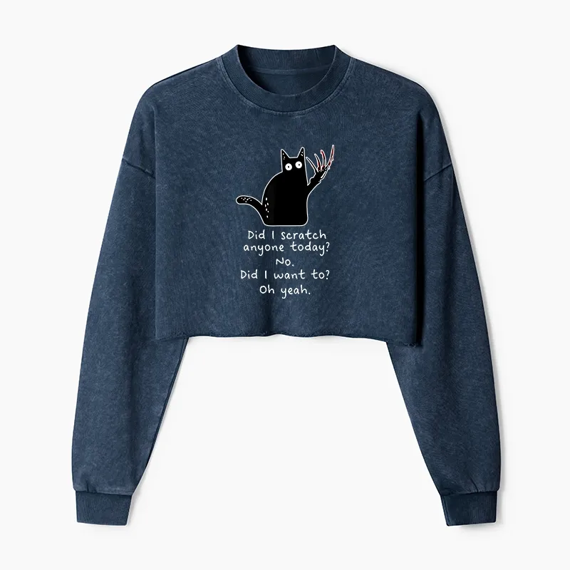 Tokyo-Tiger Cats With Sharp Claws Washed Crop Sweatshirt
