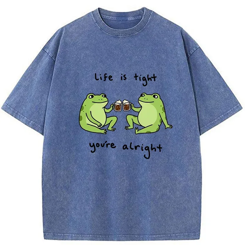 Tokyo-Tiger Frog's Happy Life Washed T-Shirt
