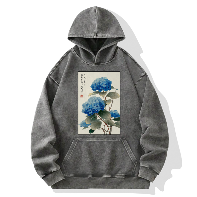 Tokyo-Tiger Ukiyoe Hydrangeas: A Reflection of the Soul Washed Hoodie