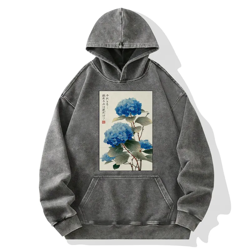 Tokyo-Tiger Ukiyoe Hydrangeas: A Reflection of the Soul Washed Hoodie
