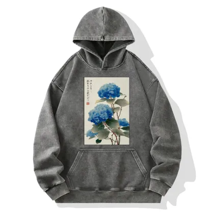 Tokyo-Tiger Ukiyoe Hydrangeas: A Reflection of the Soul Washed Hoodie