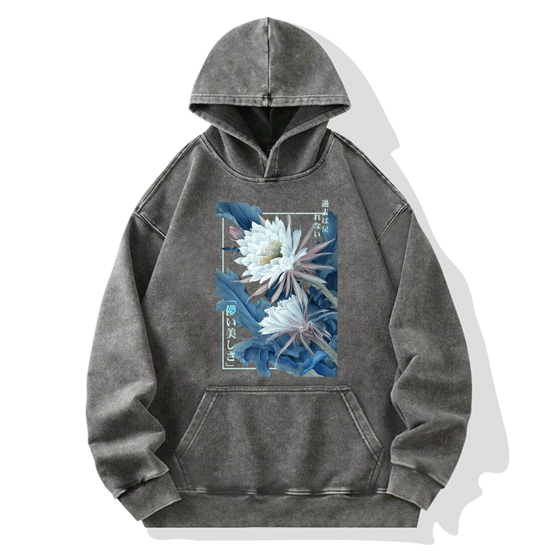 Tokyo-Tiger Vintage Epiphyllum-Short-lived beauty Poster Washed Hoodie