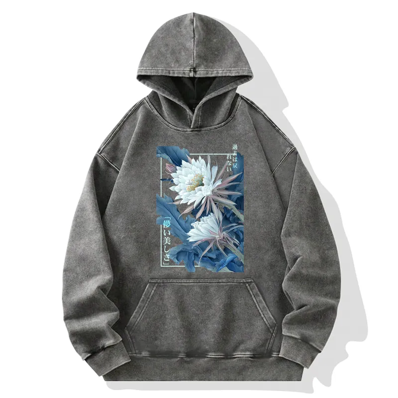 Tokyo-Tiger Vintage Epiphyllum-Short-lived beauty Poster Washed Hoodie