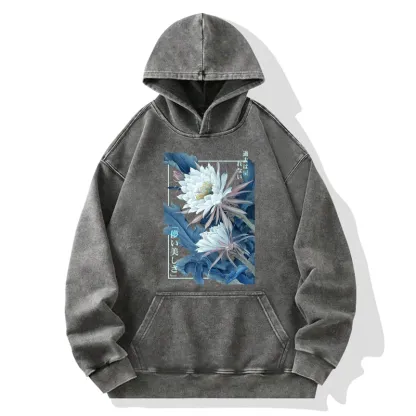 Tokyo-Tiger Vintage Epiphyllum-Short-lived beauty Poster Washed Hoodie