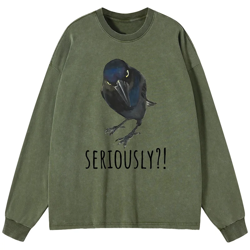 Tokyo-Tiger Raven's Question Washed Long Sleeve T-Shirt