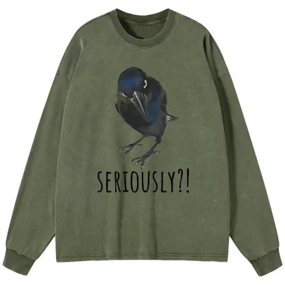 Tokyo-Tiger Raven's Question Washed Long Sleeve T-Shirt