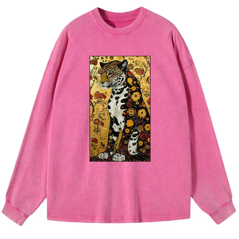 Tokyo-Tiger Magnificent Leopard Washed Long Sleeve T-Shirt