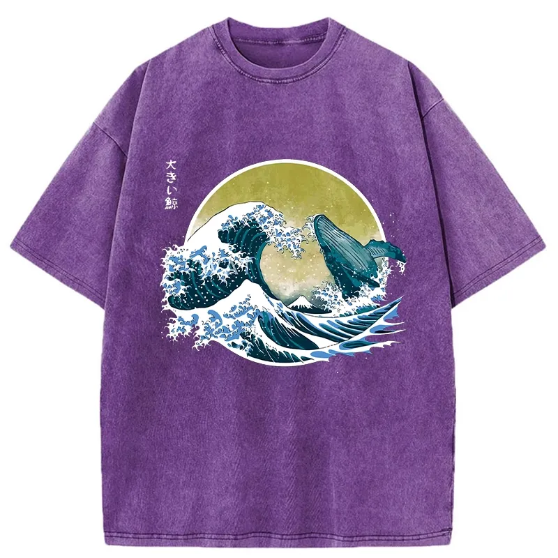 Tokyo-Tiger The Great Wave Off Whale Washed T-Shirt
