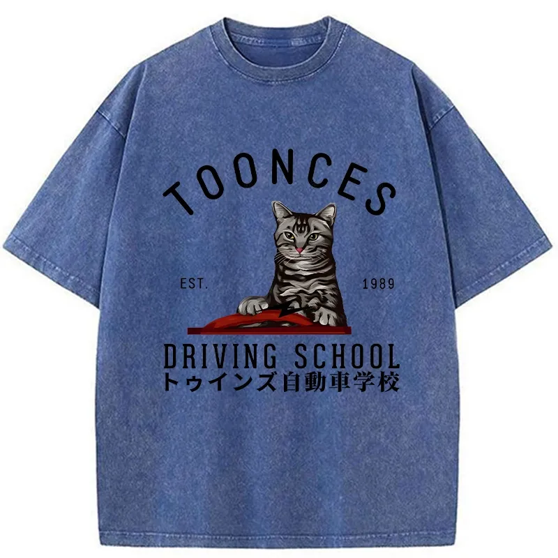 Tokyo-Tiger Toonces Driving School Washed T-Shirt