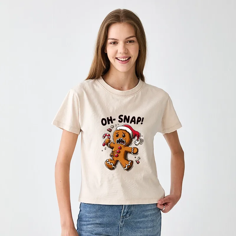 Tokyo-Tiger Oh Snap The Gingerbread Man's Christmas Chaos Women's Washed T-shirt