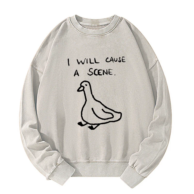 Tokyo-Tiger Stupid Goose Funny Japan Retro Washed Sweatshirt