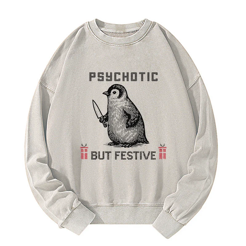 Tokyo-Tiger Overstimulated but Festive Christmas Washed Sweatshirt