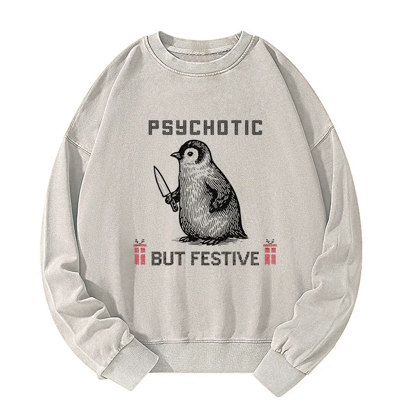 Tokyo-Tiger Overstimulated but Festive Christmas Washed Sweatshirt