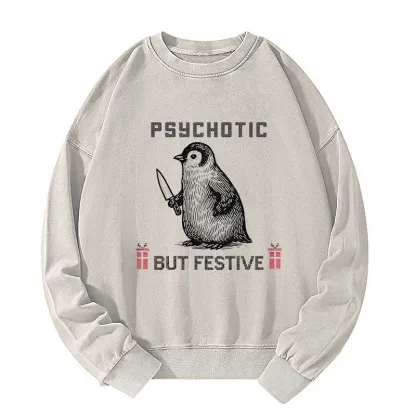 Tokyo-Tiger Overstimulated but Festive Christmas Washed Sweatshirt