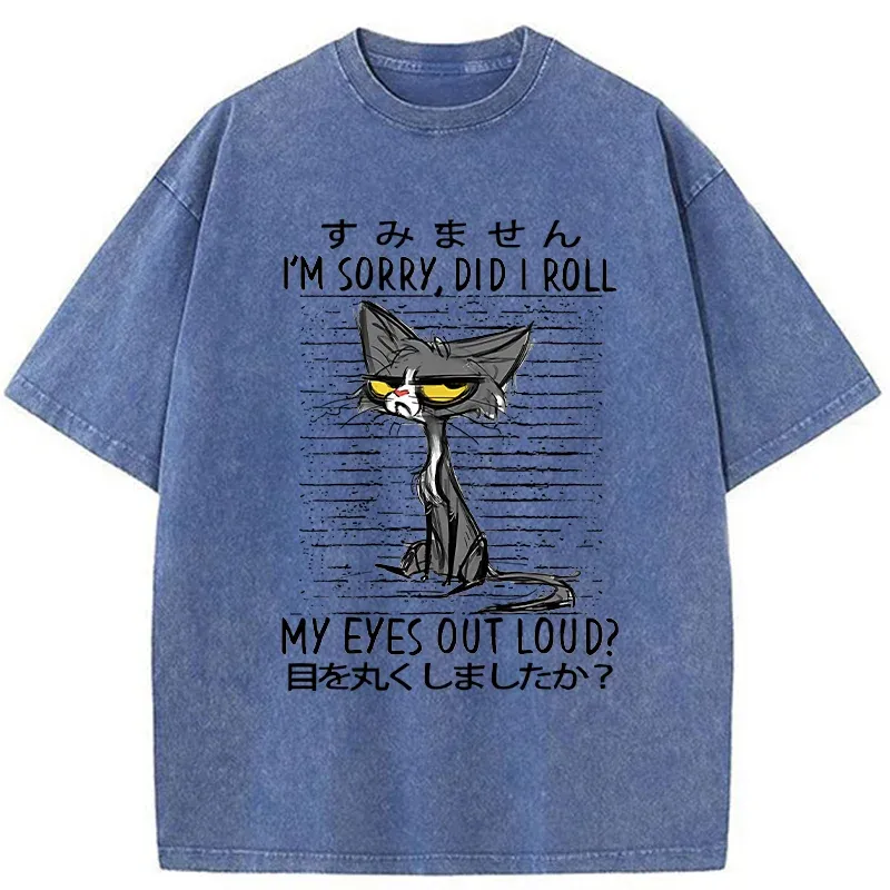 Tokyo-Tiger Arrogant Black And White Cat Washed T-Shirt