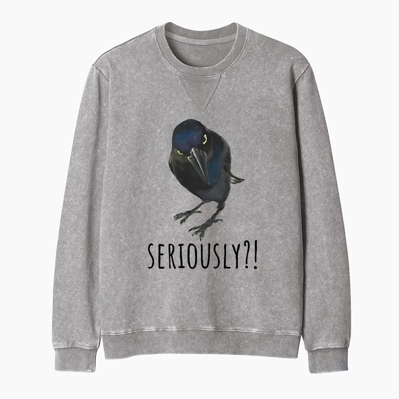 Tokyo-Tiger Raven's Question Washed Terry Sweatshirt