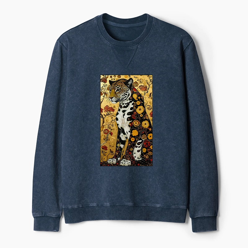 Tokyo-Tiger Magnificent Leopard Washed Terry Sweatshirt