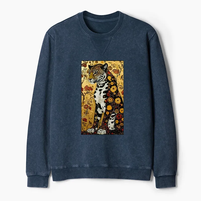 Tokyo-Tiger Magnificent Leopard Washed Terry Sweatshirt