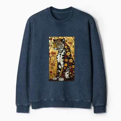 Tokyo-Tiger Magnificent Leopard Washed Terry Sweatshirt