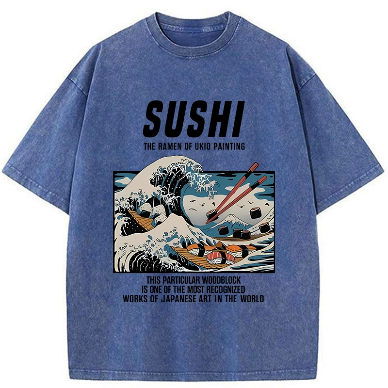 Tokyo-Tiger The Great Wave Off Sushi Washed T-Shirt