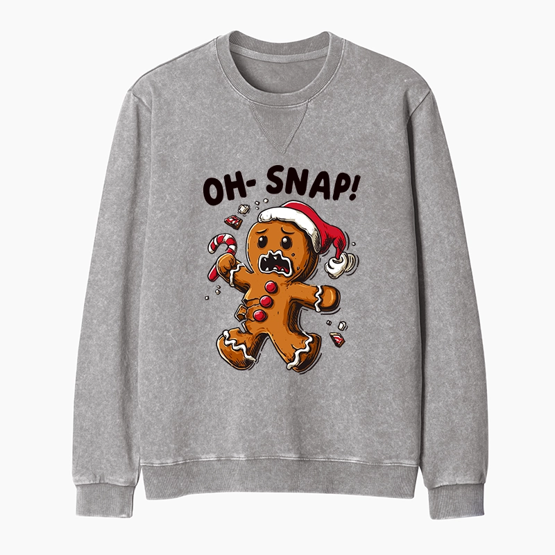 Tokyo-Tiger Oh Snap The Gingerbread Man's Christmas Chaos Washed Terry Sweatshirt