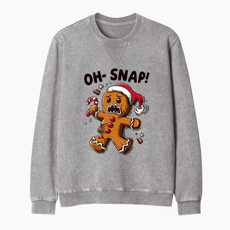 Tokyo-Tiger Oh Snap The Gingerbread Man's Christmas Chaos Washed Terry Sweatshirt