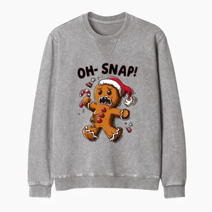 Tokyo-Tiger Oh Snap The Gingerbread Man's Christmas Chaos Washed Terry Sweatshirt